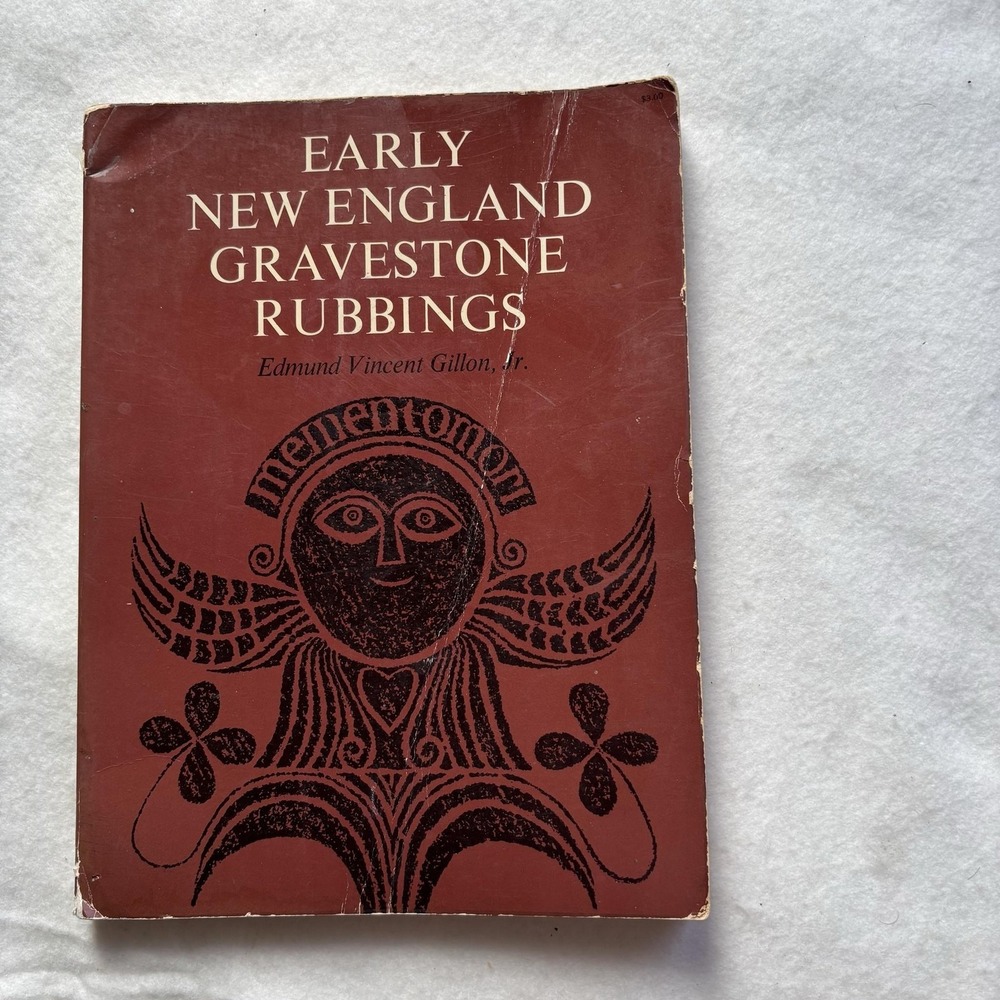 Early New England Gravestone Rubbings Gillon Dover Brown Vtg Illustrated